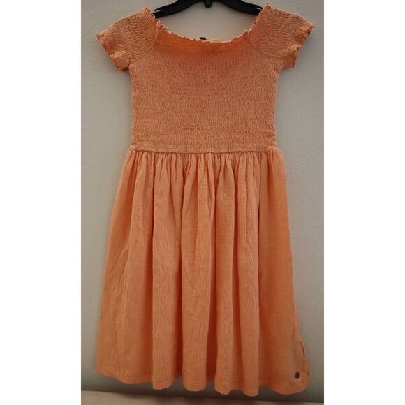 Roxy ARJKD03207 Women's Sz XS Coral Reef Ruched Off The Shoulder Casual Dress - Picture 1 of 7